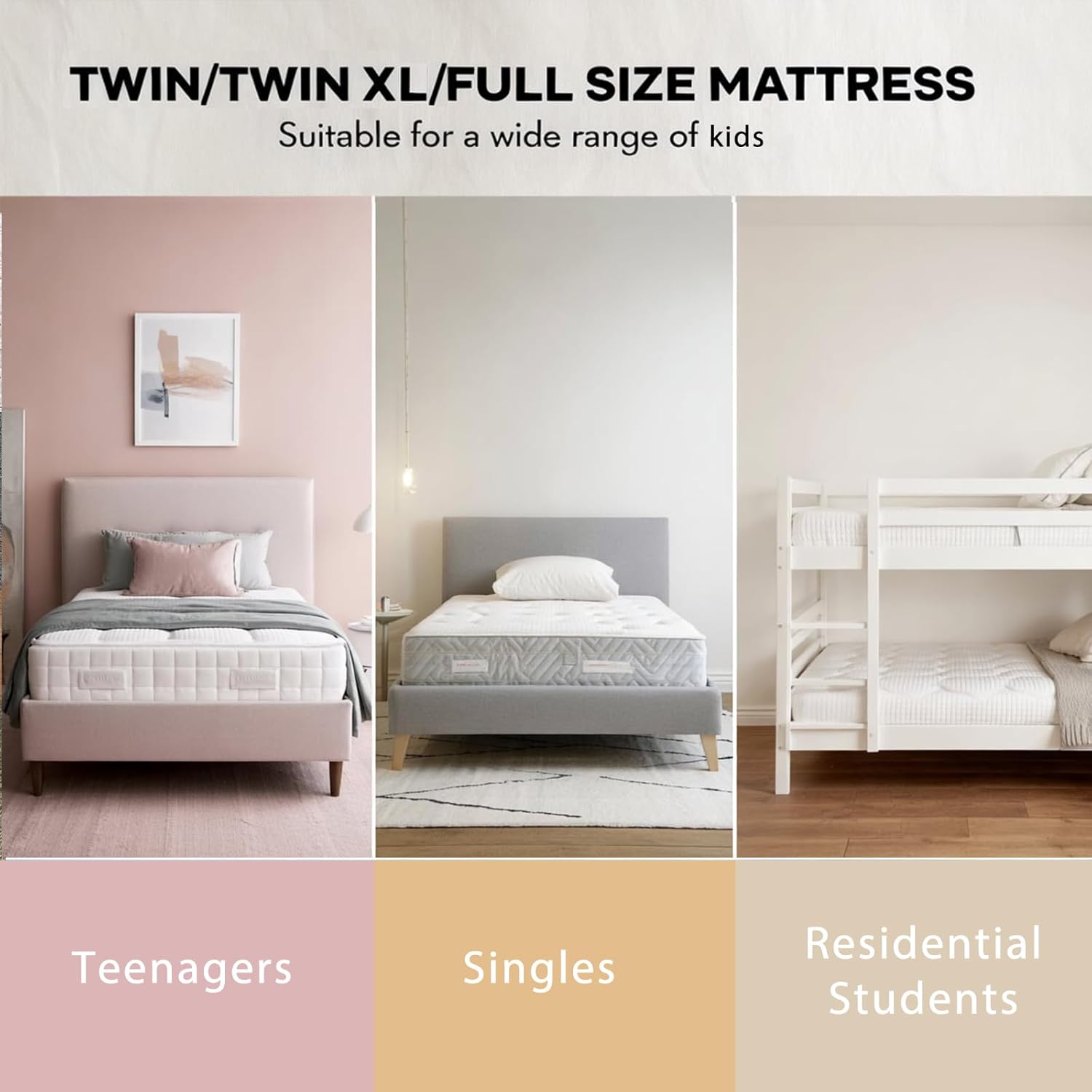 Ablyea 6” Kids Memory Foam Bamboo Fiber Mattress