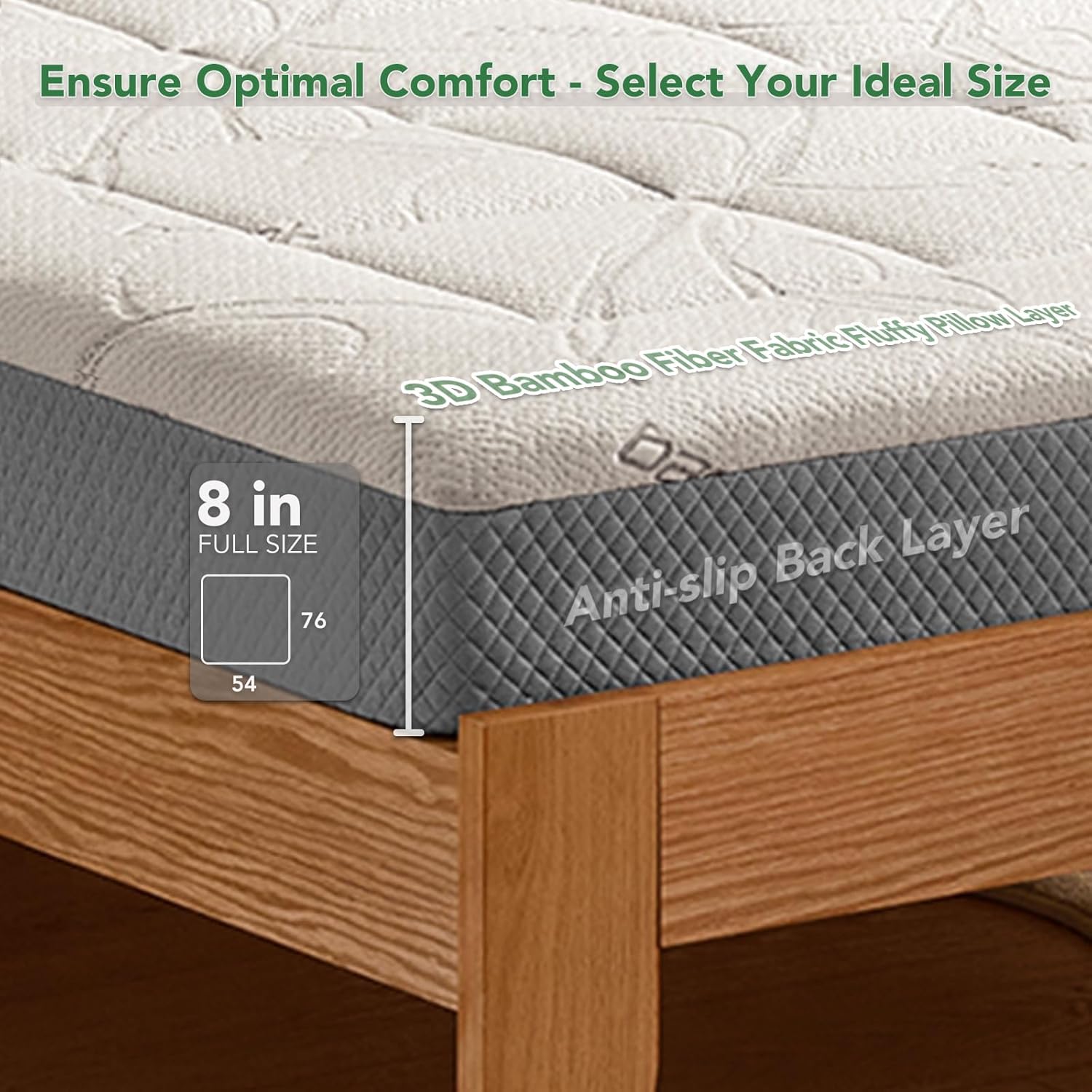 Ablyea 8” Kids Memory Foam Bamboo Fiber Mattress