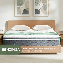 Benzinga top-rated ABLYEA Gray Luxe Hybrid Mattress for supportive hybrid comfort
