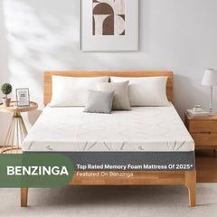 Benzinga top-rated ABLYEA Memory Foam Bamboo Fiber Mattress for pressure-relieving comfort