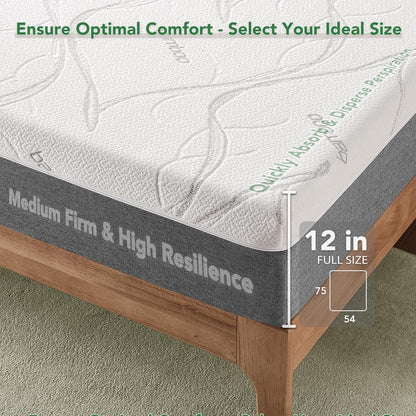 Ablyea 12” Memory Foam Bamboo Fiberm Mattress