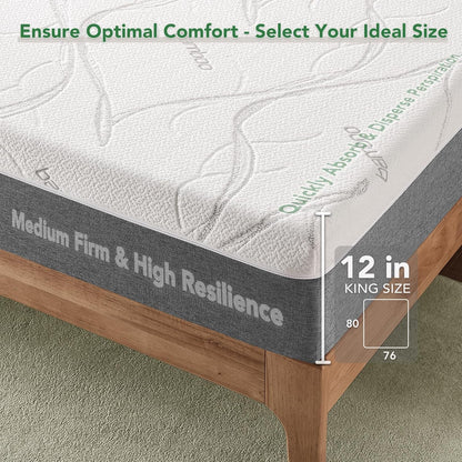 Ablyea 12” Memory Foam Bamboo Fiberm Mattress