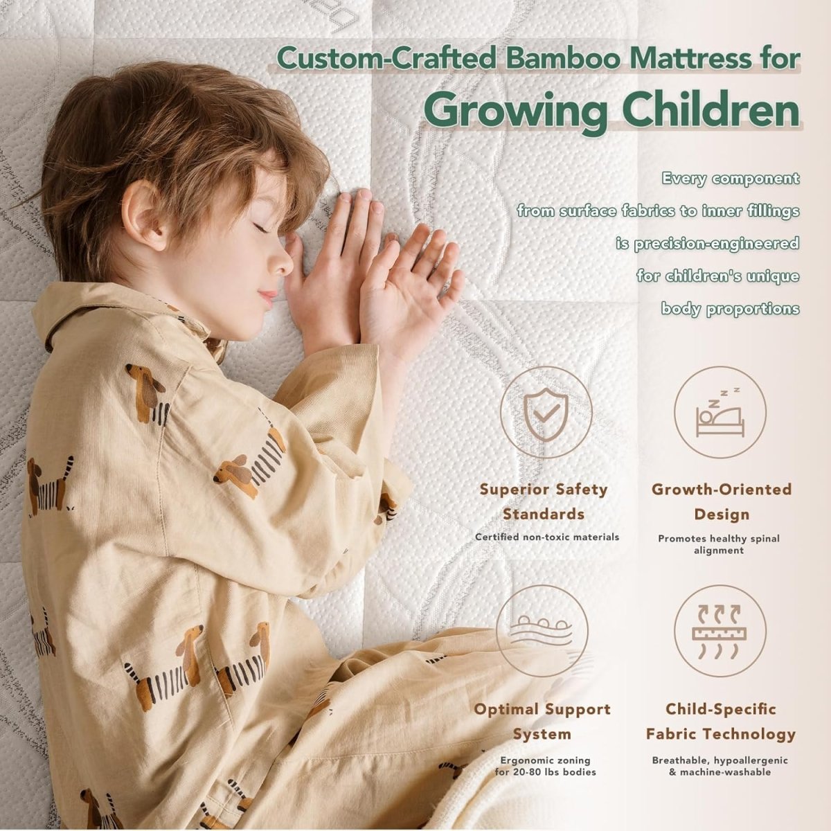 Ablyea 10” Kids Memory Foam Bamboo Fiber Mattress - Ablyea