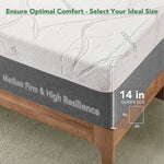 Ablyea 14” Memory Foam Bamboo Fiber Mattress - Ablyea