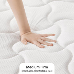 Hand touching the breathable fabric cover of ABLYEA Air Hybrid Mattress for fresh everyday comfort