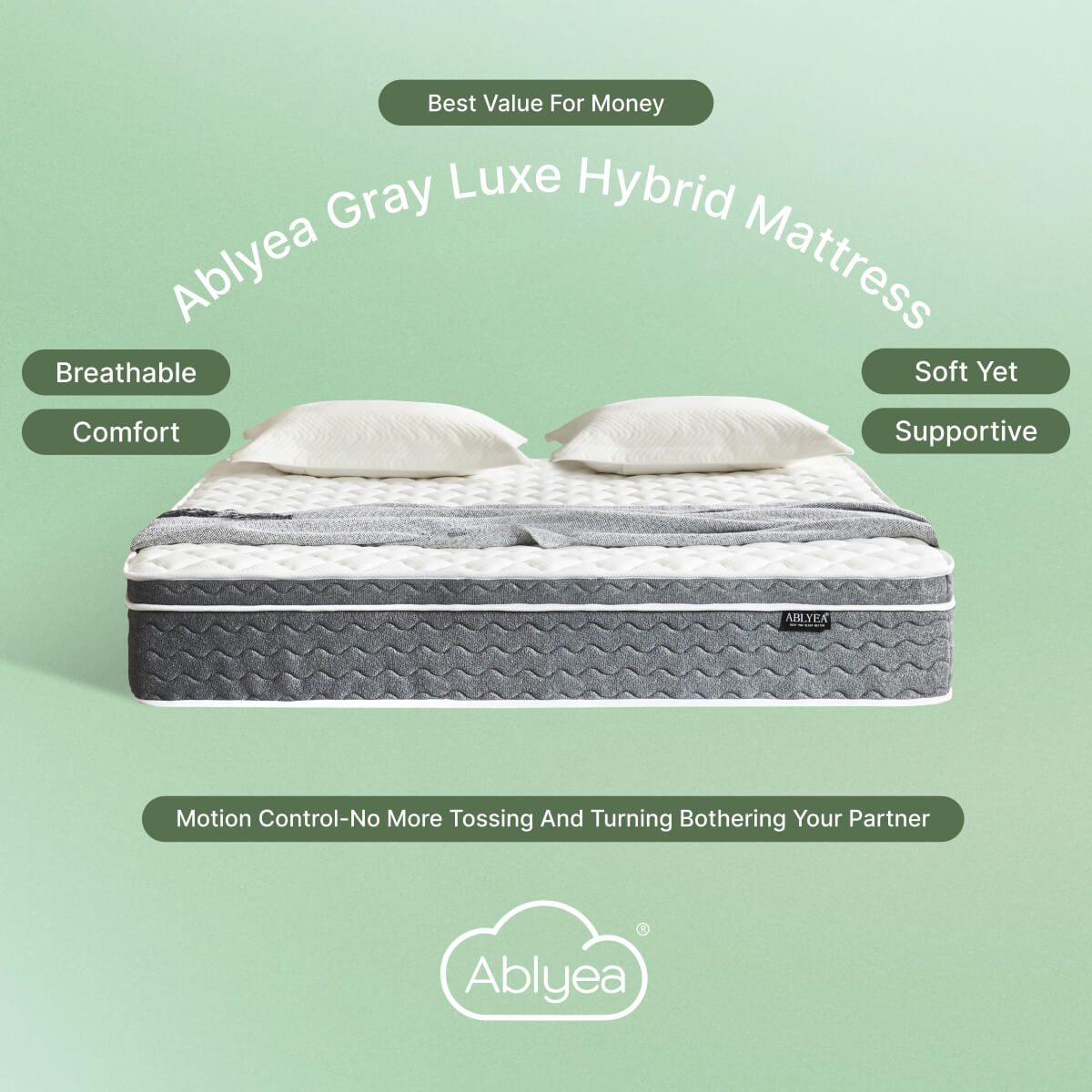 ABLYEA Gray Luxe Hybrid Mattress - Ablyea