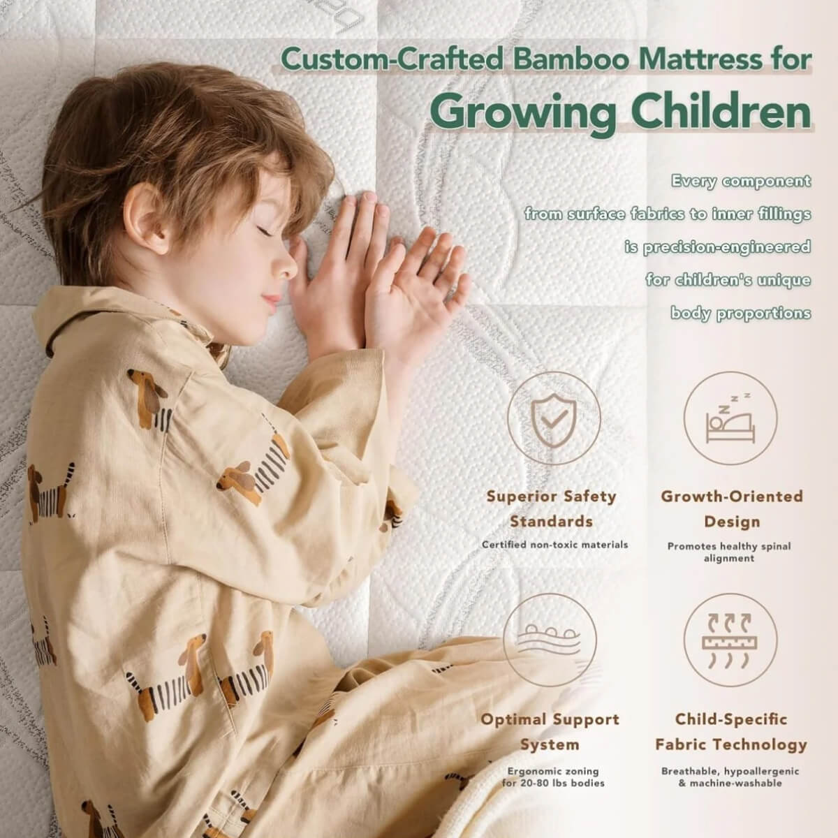 Ablyea Kids Memory Foam Bamboo Fiber Mattress - Ablyea