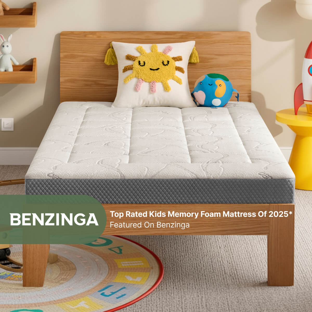 Ablyea Kids Memory Foam Bamboo Fiber Mattress - Ablyea