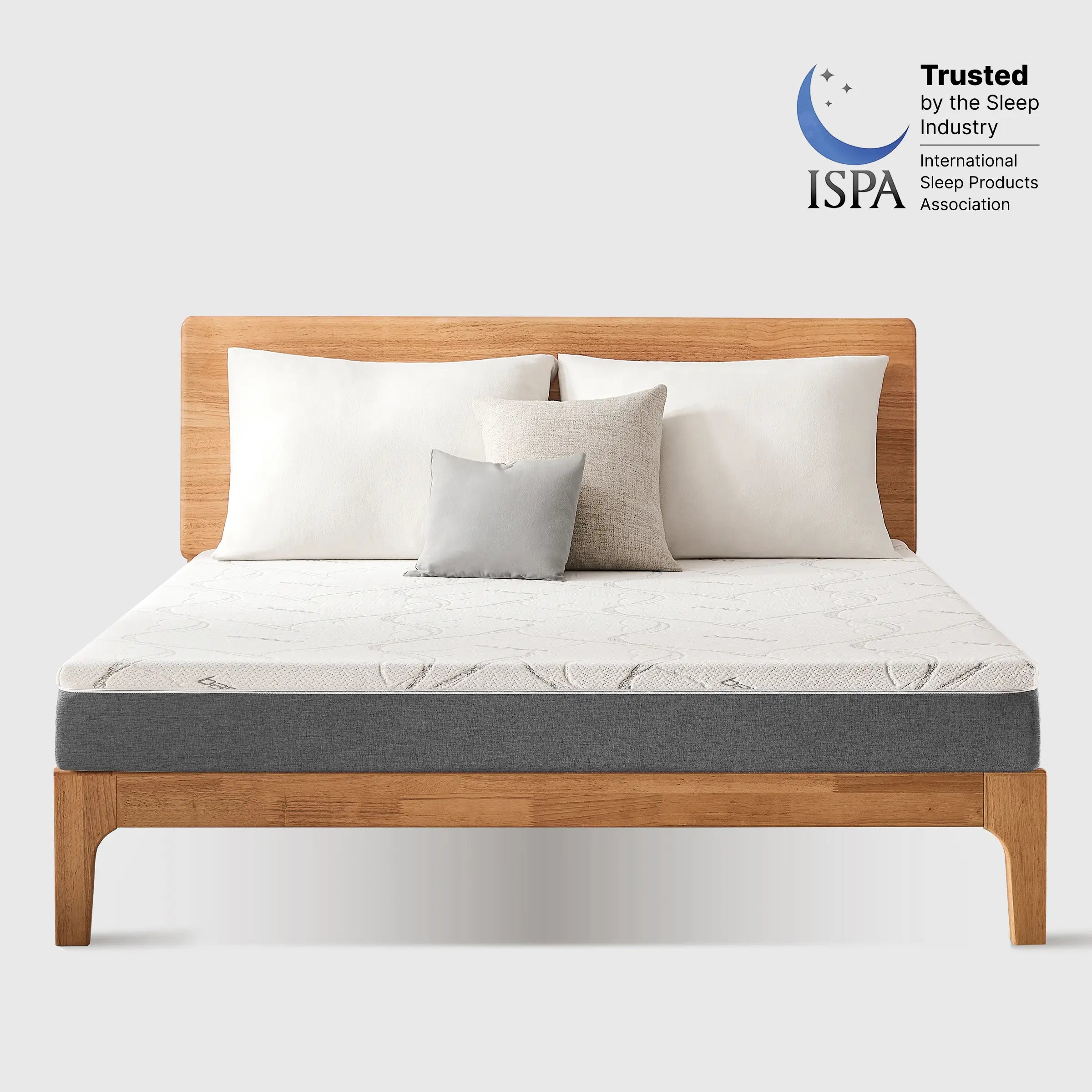 ABLYEA Memory Foam Bamboo Fiber Mattress product image with Trusted by ISPA badge