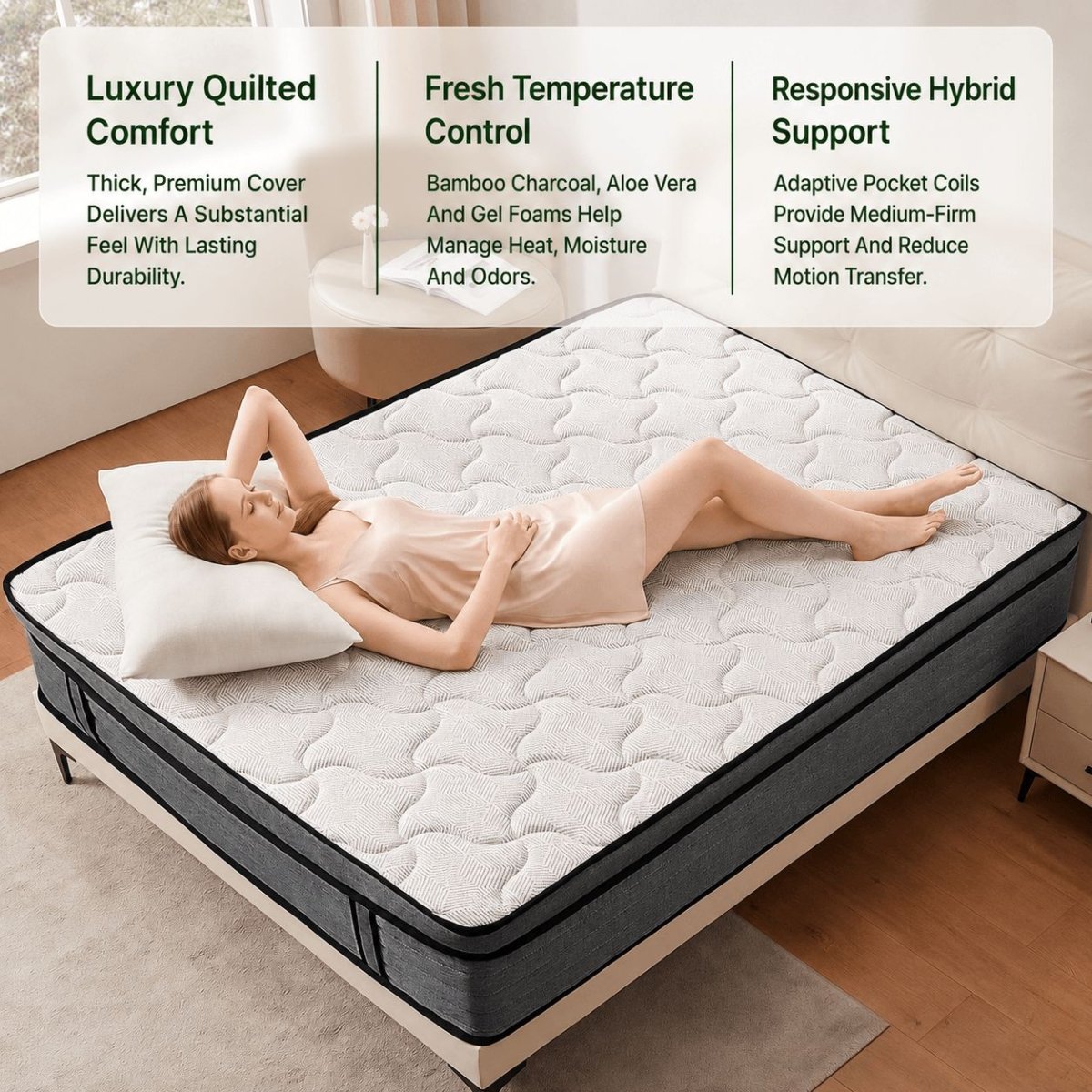 Ablyea Snowflake Hybrid Mattress with Gel Memory Foam - Ablyea