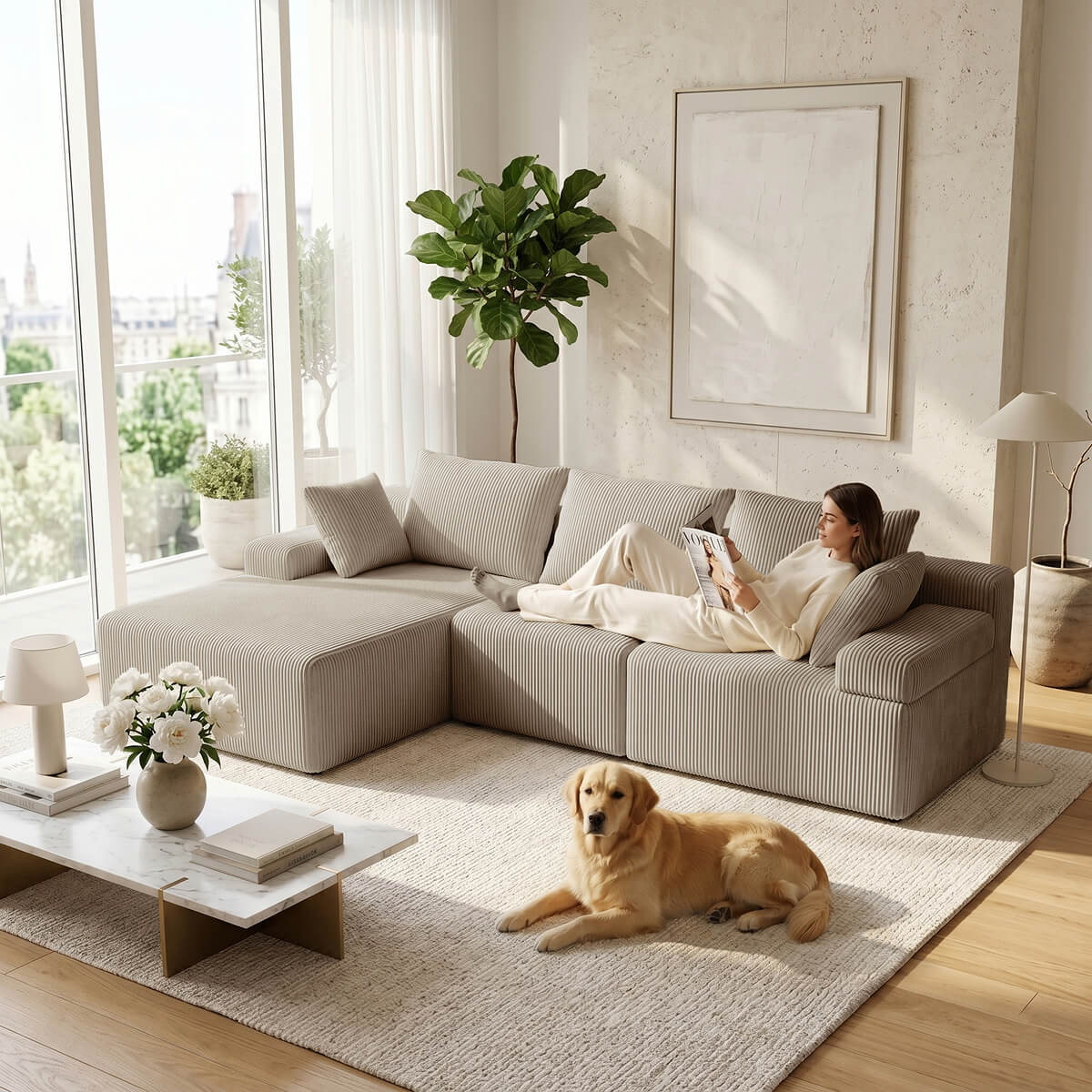 Cloud Modular Sectional Sofa – 4-Seater with Chaise - Ablyea